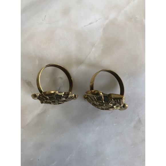New Set Of 2 Gold Tone Turtle Tortoise Napkin Ring Holders Beachy Sea Gift - Picture 2 of 3